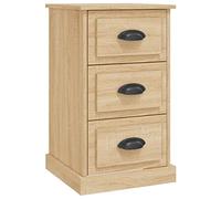 vidaXL Table de Chevet, Armoire de Nuit avec 3 Tiroirs, Armoire de Lit avec Rangement, Table de Nuit de Chambre à Coucher, Chêne Sonoma Bois d'Ingénierie