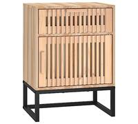 vidaXL Table de Chevet, Armoire de Nuit avec Compartiment, Armoire de Lit, Meuble de Rangement Chambre à Coucher, Scandinave, Marron Bois Ingénierie et Fer