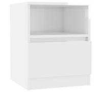 vidaXL Table de Chevet, Armoire de Nuit avec Tiroir et Étagère, Armoire de Lit, Meuble de Chambre, Scandinave, Blanc Brillant Bois d'Ingénierie