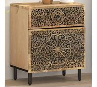 vidaXL Table de chevet 358220 – Bois de manguier massif rétro, tiroir et porte, marron