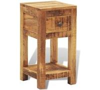 Vidaxl Table D'appoint 1 Tiroir En Bois Massif Marron