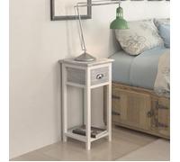 vidaXL Table de chevet avec 1 tiroir Gris et blanc