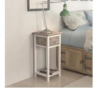 vidaXL Table de chevet – 1 tiroir – Marron et blanc