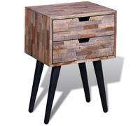 vidaXL Table de chevet avec 2 tiroirs Bois de teck recyclé