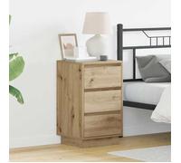 vidaXL Table de chevet avec LED en chêne, 39x34,5 x 65cm, en bois aggloméré. Parfaite pour une chambre moderne 869633