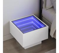 Vidaxl Table De Chevet Avec Led Infini Blanc 40x40x30 Cm Blanc