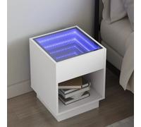 Vidaxl Table De Chevet Avec Led Infini Blanc 40x40x50 Cm Blanc