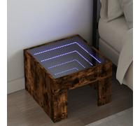 Vidaxl Table De Chevet Avec Led Infini Chêne Fumé 40x40x30 Cm