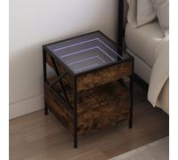 Vidaxl Table De Chevet Avec Led Infini Chêne Fumé 40x40x51 Cm