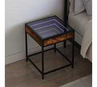 Vidaxl Table De Chevet Avec Led Infini Chêne Fumé 40x40x51 Cm