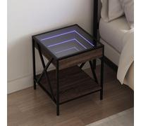 Vidaxl Table De Chevet Avec Led Infini Chêne Marron 40x40x49 Cm Marron