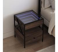 Vidaxl Table De Chevet Avec Led Infini Chêne Marron 40x40x51 Cm Marron