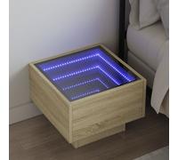 Vidaxl Table De Chevet Avec Led Infini Chêne Sonoma 40x40x30 Cm