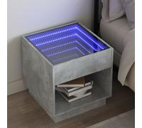 vidaXL Table de chevet avec LED infini gris béton 50x50x50 cm