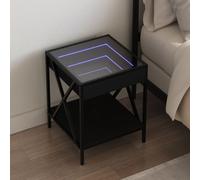 Vidaxl Table De Chevet Avec Led Infini Noir 40x40x49 Cm Noir