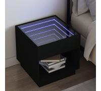 Vidaxl Table De Chevet Avec Led Infini Noir 50x50x50 Cm Noir