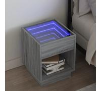 Vidaxl Table De Chevet Avec Led Infini Sonoma Gris 40x40x50 Cm Gris