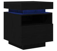 Table De Chevet Vidaxl Avec Lumières Led 2 Pcs Chêne Noir 40x39x48,5 Cm Noir