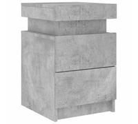 vidaXL Table de Chevet avec Lumières LED, Armoire de Lit avec Rangement, Table de Nuit, Armoire de Nuit, Moderne, Gris Béton Bois d'Ingénierie