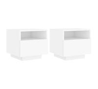 vidaXL Table de Chevet avec Lumières LED, Armoire de Nuit avec Rangement, Table de Nuit, Meuble de Chambre, Moderne, Noir 836799 Noir G