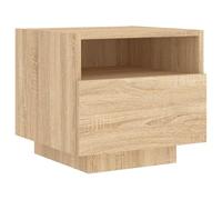 vidaXL Table de Chevet avec Lumières LED, Armoire de Nuit avec Rangement, Table de Nuit, Meuble de Chambre, Moderne, Chêne 836802