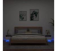 vidaXL Table de chevet avec lumières LED, armoire de nuit moderne, rangement, noir