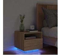 vidaXL Table de chevet 836802 – lumières LED, rangement, design moderne – chêne