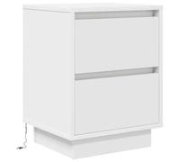 vidaXL Table de Chevet avec lumières LED Blanc 38x34x50 cm, Table de Nuit, Table de lit, Table d'appoint, Armoire de lit, Table d'appoint de Chambre