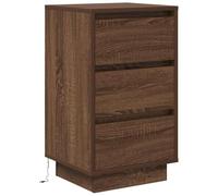 vidaXL Table de Chevet avec lumières LED chêne Marron 38x34x65 cm, Table de Nuit, Table de lit, Table d'appoint, Armoire de lit