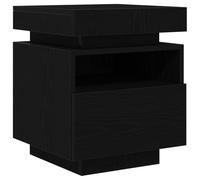 vidaXL Table de Chevet avec lumières LED Chêne Noir 40x39x48,5 cm