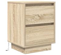 vidaXL Table de Chevet avec lumières LED chêne Sonoma 38x34x50 cm, Table de Nuit, Table de lit, Table d'appoint, Armoire de lit