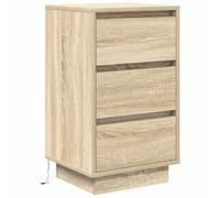vidaXL Table de Chevet avec lumières LED chêne Sonoma 38x34x65 cm, Table de Nuit, Table de lit, Table d'appoint, Armoire de lit