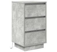 vidaXL Table de Chevet avec lumières LED Gris béton 38x34x65 cm, Table de Nuit, Table de lit, Table d'appoint, Armoire de lit