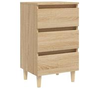 vidaXL Table de Chevet avec Pieds en Bois, Armoire de Nuit avec Rangement, Armoire de Lit, Meuble de Chambre à Coucher, Scandinave, Chêne Sonoma