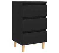 vidaXL Table de Chevet avec Pieds en Bois, Armoire de Nuit avec Rangement, Armoire de Lit, Meuble de Chambre à Coucher, Scandinave, Noir