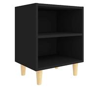 vidaXL Table de Chevet avec Pieds en Bois Massif, Armoire de Lit, Table de Nuit, Meuble de Chambre à Coucher Maison Intérieur, Scandinave, Noir