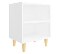 vidaXL Table de Chevet avec Pieds en Bois Massif, Armoire de Lit, Table de Nuit, Meuble de Chambre à Coucher Maison Intérieur, Scandinave, Blanc