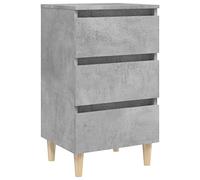 vidaXL Table de Chevet avec Pieds en Bois Solide, Armoire de Nuit avec Rangement, Armoire de Lit, Meuble de Chambre à Coucher, Scandinave, Gris Béton
