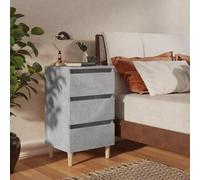 vidaXL Table de chevet avec pieds en bois solide Gris béton 40x35x69cm