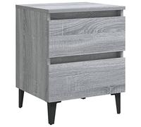 vidaXL Table de Chevet avec Pieds en Métal, Armoire de Nuit avec 2 Tiroirs, Armoire de Lit avec Rangement, Meuble de Chambre, Sonoma Gris