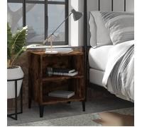 vidaXL Table de chevet avec pieds en métal Chêne fumé 40x30x50 cm, 40 x 30 x 50 cm (I x P x H)
