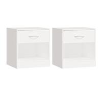 vidaXL Table de Chevet avec Tiroir 2 pcs, Armoire de Chevet, Armoire de Lit, Meuble de Chambre à Coucher Maison Intérieur, Moderne, Blanc