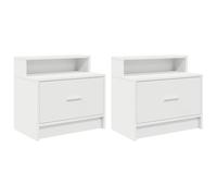 vidaXL Table de chevet avec tiroir 2 pcs Blanc 51x31x47 cm - Table d'appoint
