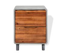 Table De Chevet Bois D'acacia Massif 40 X 30 X 50 Cm Gris