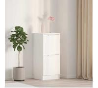 vidaXL Table de chevet 811169 – Blanc 30x30x70 cm, bois d’ingénierie, style moderne, avec porte