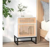 vidaXL Table de Chevet, Armoire de Chevet avec Tiroir, Table de Nuit pour Chambre à Coucher, Meuble de Rangement, Scandinave, Blanc Bois d’Ingénierie et Fer