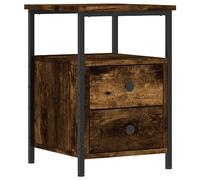 vidaXL Table de chevet, armoire de nuit – Pieds réglables, rangement – Chêne fumé, industriel