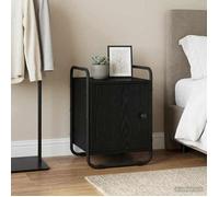 vidaXL Table de Chevet Chêne Noir Bois d'ingénierie, Table de Nuit compacte, Rangement Moderne, Armoire Bois, Porte à charnière, poignées Noires Mat pour s'organiser