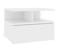 vidaXL Table de Chevet Flottante, Armoire de Lit Murale, Table de Nuit, Meuble de Chambre à Coucher Maison Intérieur, Moderne, Blanc Bois d’Ingénierie