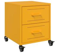 vidaXL Table de Chevet Jaune Moutarde 36x39x43,5 cm Acier, Armoire, Meubles de Chambre à Coucher, Support de téléphone, Armoire d'appoint